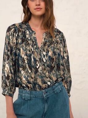 Ba&sh Metallic V-Neck Blouse